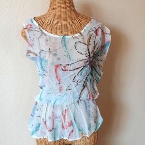 Mushka by Sienna Rose Abstract Print Sheer Blouse